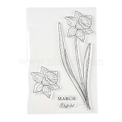 Silicone Clear Stamps, for Card Making Decoration DIY Scrapbooking, Flower Pattern, 19x12.5x0.3cm(DIY-A013-27)