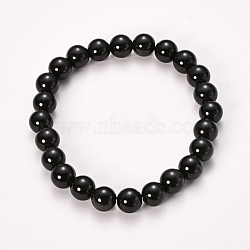 Natural Obsidian Beaded Stretch Bracelets, Round, 2-1/4 inch(58mm), bead: 12~13mm(BJEW-Q692-12-12mm)