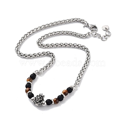 Natural Mixed  Gemstone with 201 Stainless Steel Necklaces, 20.67 inch(52.5cm)(NJEW-Q334-01B)