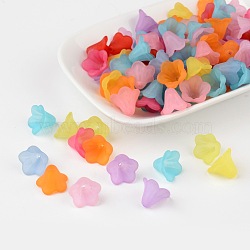 Mixed Color Frosted Acrylic Beads, Flower, 10x13.5mm, Hole: 1.8mm(X-PL692)