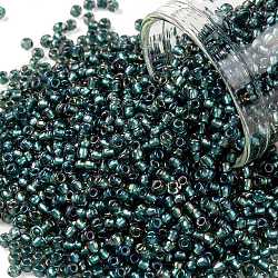 TOHO Round Seed Beads, Japanese Seed Beads, (270) Inside Color Crystal/Prairie Green Lined, 11/0, 2.2mm, Hole: 0.8mm, about 1110pcs/10g(X-SEED-TR11-0270)