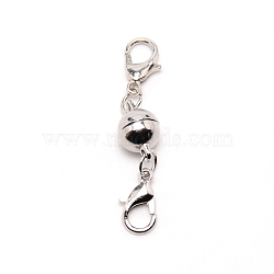Alloy Magnetic Clasps, with Lobster Claw Clasps, Round, Platinum, 40mm(FIND-CJC0012-003P)