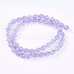 K9 Glass, Faceted Imitation Austrian Crystal Bead Strands, Grade AAA, Bicone, Lilac, 8x8mm, Hole: 0.9~1mm, about 50pcs/strand, 15.7 inch(G-M180-8mm-04A)