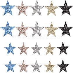 Nbeads 20Pcs 10 Style Rhinestone Star Cloth Iron On/Sew On Patches, Costume Accessories, Appliques, Mixed Color, 2pcs/style(DIY-NB0006-05)