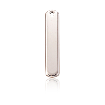 304 Stainless Steel Pendants, Stamping Blank Tag, Rectangle, Stainless Steel Color, 38x8x2mm, Hole: 2mm