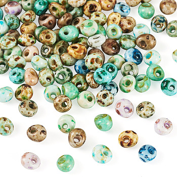 Picasso Glass Seed Beads, Round Hole, Teardrop, Mixed Color, 5x4.5x4mm, Hole: 1.4mm, 120pcs/set