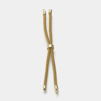 Nylon Twisted Cord Bracelet Making, Slider Bracelet Making, with Eco-Friendly Brass Findings, Round, Golden, Dark Goldenrod, 8.66~9.06 inch(22~23cm), Hole: 2.8mm, Single Chain Length: about 4.33~4.53 inch(11~11.5cm)