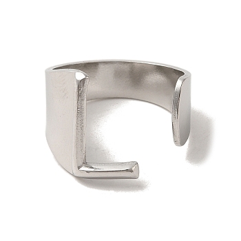 201 Stainless Steel Finger Rings, Letter L, Inner Diameter: 18mm