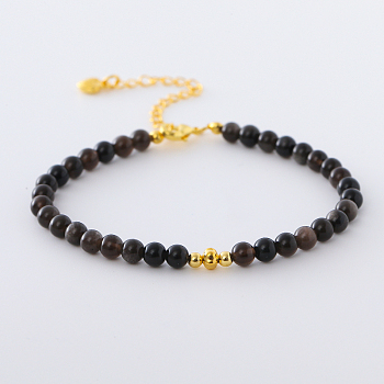 Synthetic Sunstone Round Beaded Bracelet