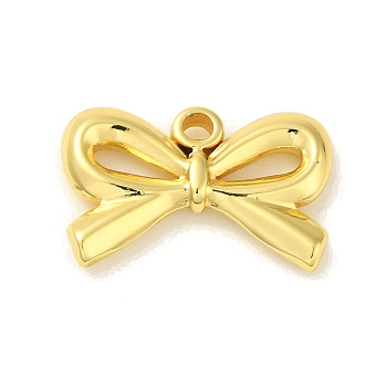 304 Stainless Steel Pendants, Bowknot Charm, Real 18K Gold Plated, 13x20x13mm, Hole: 1.8mm