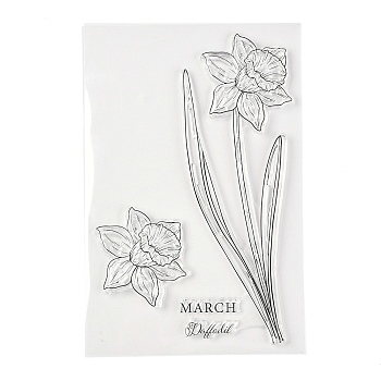 Silicone Clear Stamps, for Card Making Decoration DIY Scrapbooking, Flower Pattern, 19x12.5x0.3cm