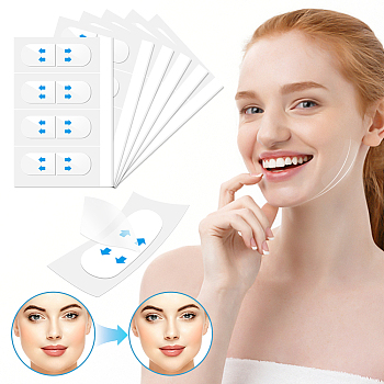 Plastic Invisible Face Stickers, Waterproof and Breathable for Face, Makeup, Chin to Remove Wrinkles, Clear, 8.5x5.5x0.02cm, 10 sheets, 4pcs/sheet, 40pcs/bag