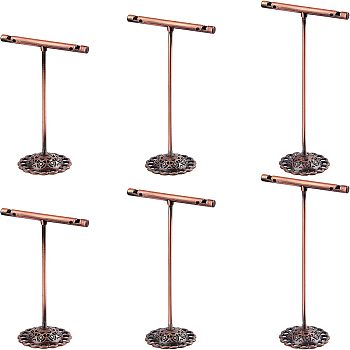 T Bar Iron Earring Displays Sets, Jewelry Display Rack, Jewelry Tree Stand, Red Copper, 90x60x35mm, 110x60x35mm, 125x60x35mm, 3pcs/set