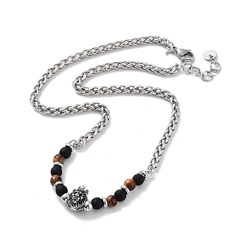 Natural Mixed  Gemstone with 201 Stainless Steel Necklaces, 20.67 inch(52.5cm)
