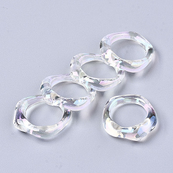 Transparent Resin Finger Rings, AB Color Plated, Clear AB, US Size 6 3/4(17.1mm)