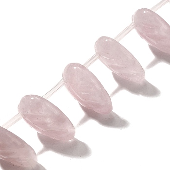 Natural Rose Quartz Beads Strands, Leaf, Top Drilled, 17~18x13~14x5~6mm, Hole: 0.9mm, about 15pcs/strand, 8.07''(20.5cm)