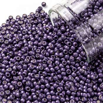 TOHO Round Seed Beads, Japanese Seed Beads, Frosted, (567F) Purple Galvanized Matte, 11/0, 2.2mm, Hole: 0.8mm, about 50000pcs/pound