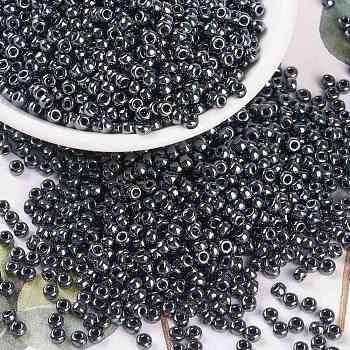 MIYUKI Round Rocailles Beads, Japanese Seed Beads, 8/0, Metallic Colours, (RR451) Gunmetal, 3mm, Hole: 1mm, about 422~455pcs/10g