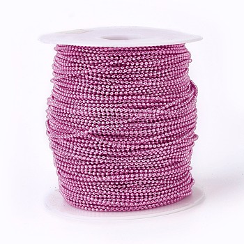 Iron Ball Chains, Soldered, with Spool, Electrophoresis, Hot Pink, 1.5mm, about 100yards/roll(91.44m/roll)