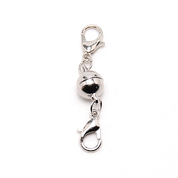 Alloy Magnetic Clasps, with Lobster Claw Clasps, Round, Platinum, 40mm