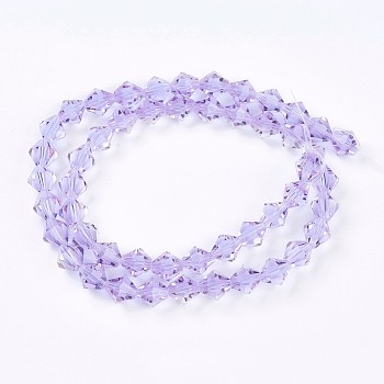 Faceted Imitation Austrian Crystal Bead Strands, Grade AAA, Bicone, Lilac, 8x8mm, Hole: 0.9~1mm, about 50pcs/strand, 15.7 inch