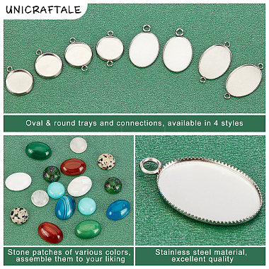 DIY Flat Round & Oval Stone Pendant Making Kit(DIY-UN0003-08)-4