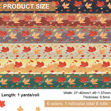 benecreat 6 yards 6 ruban de polyester imprimé double face couleur automne(OCOR-BC0005-37)-2