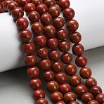 Synthetic Red Jasper Beads Strands, Smooth Round, 8.5~9mm, Hole: 1mm, about 45pcs/strand, 14.96~15.16''(38~38.5cm)(G-F826-B02-8mm)