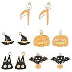 10Pcs 10 Styles Halloween Theme Alloy Enamel Pendants, Platinum/Golden, Mixed Shapes, 17.5~29.5x15~26x1mm, Hole: 1.6~2mm, 1pc/style(ENAM-FS0003-84)