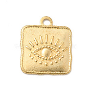 Brass Pendants, Square with Eye, Golden, 22x19x12mm, Hole: 1.6mm(KK-G423-06G)