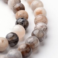 Round Natural Bamboo Leaf Agate Bead Strands, 6mm, hole: 1mm, about 63~65pcs/strand, 15 inch(G-J346-33-6mm)