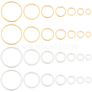 28Pcs 14 Style Brass Linking Rings, Long-Lasting Plated, Round Ring, Real 24K Gold & 925 Sterling Silver Plated, 6~20x1mm, Inner Diameter: 4~18mm, 2pcs/style(KK-BC0009-47)