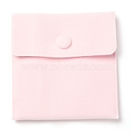 Square Velvet Jewelry Bags, with Snap Fastener, Pink, 10x10x1cm(TP-B001-01B-03)