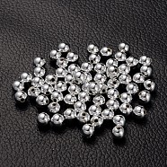 Plating Acrylic Beads, Round, Platinum Color Plated, about 6mm in diameter, hole: 1mm, about 4000pcs/500g(PL682-1)