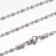 304 Stainless Steel Ball Chain Necklaces, with Lobster Claw Clasps, Stainless Steel Color, 19.5 inch~20 inch(49.5~50.8cm)(STAS-G083-62P)