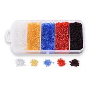 90G 5 Colors 12/0 Glass Seed Beads, Transparent, Round, Mixed Color, 12/0, 2mm, Hole: 1mm, 18g/color(SEED-YW0001-16)