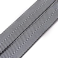 Polyester Twill Tape Ribbon, Herringbone Ribbon, Garment Accessories, White, Black, 1-1/8 inch(30mm)(OCOR-WH0073-85A)