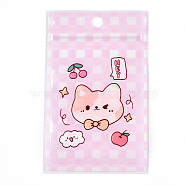 Rectangle Plastic Packaging Zip Lock Bags, with Cartoon Animal Pattern, Top Self Seal Pouches, Cat Shape, 12x7.5x0.15cm, Unilateral Thickness: 2.5 Mil(0.065mm)(OPP-T003-01E)