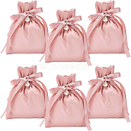 Leather Candy Pouches, Drawstring Bags, with Ribbon, for Wedding Gift Packaging, Light Coral, 14.3x10.9x0.5cm(ABAG-WH0039-04B)