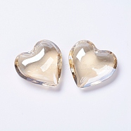 Glass Pendants, Heart, Bisque, 42x43.5x15mm, Hole: 2mm(EGLA-K011-07B-03)