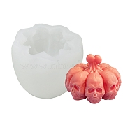 DIY Halloween Theme 8Pcs Skulls Pumpkin-shaped Candle Making Silicone Molds, Resin Casting Molds, Clay Craft Mold Tools, White, 84x59mm, Inner Diameter: 68x48mm(DIY-D057-02)