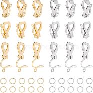 20Pcs 2 Color 304 Stainless Steel Clip-on Earring Findings, with 40Pcs Open Jump Rings, Golden & Stainless Steel Color, 12x6x8.5mm, Hole: 1mm, 10Pcs/color(STAS-UN0038-43)