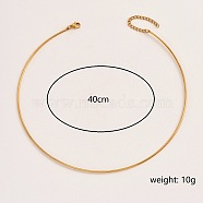 Stainless Steel Simple Thin Collar Necklace, Rigid Choker Necklaces, Golden, 15.75 inch(40cm)(QV1917-1)