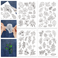 4 Sheets 11.6x8.2 Inch Stick and Stitch Embroidery Patterns, Non-woven Fabrics Water Soluble Embroidery Stabilizers, Leaf, 297x210mmm(DIY-WH0455-020)
