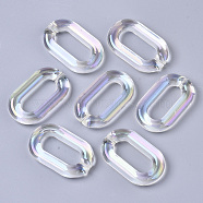 Transparent Acrylic Linking Rings, AB Color Plated, Quick Link Connectors, For Jewelry Cable Chains Making, Oval, Clear AB, 38.5x23.5x6.5mm, Inner Diameter: 9x24mm(PACR-R246-061A)