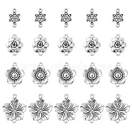 20Pcs 4 Styles Tibetan Style Zinc Alloy Connector Charms, Flower Links, Antique Silver, 14~21x10~26x2~3.5mm, Hole: 1.4~1.8mm, 5pcs/style(FIND-YW0003-08)