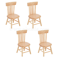 Mini Wood Chairs, Dollhouse Furniture Accessories, for Miniature Dinning Room, Wheat, 40x41x84mm(AJEW-WH0041-76B)