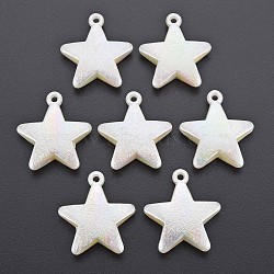 Electroplated ABS Plastic Imitation Pearl Pendants, Star, Seashell Color, 32.5x29x8mm, Hole: 2mm(X-KY-T023-003)