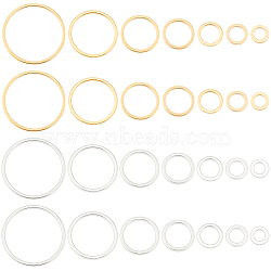 28Pcs 14 Style Brass Linking Rings, Long-Lasting Plated, Round Ring, Real 24K Gold & 925 Sterling Silver Plated, 6~20x1mm, Inner Diameter: 4~18mm, 2pcs/style(KK-BC0009-47)