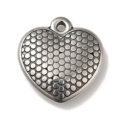 304 Stainless Steel Pendants, Heart, Antique Silver, 26x25x6mm, Hole: 2.2mm(STAS-G278-45AS)